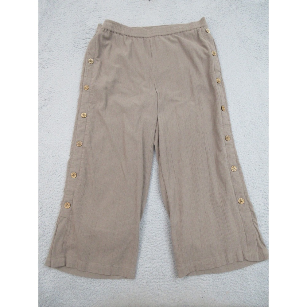 NorthStyle Pants Boho Women XL Tan Beachy Coconut Girl Chic Casual Lightweight